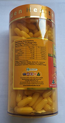 Golden Health - Geléia Real 1600mg 365 Cápsulas 6%% 10-HDA Fabricado na Austrália – Royal Jelly g – Melhor Marca