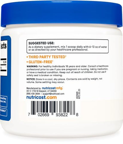 N-Acetyl L-Cysteine (NAC) em Pó 250g – Vegano, Livre de Transgênicos, Sem Glúten | Nutricost Brasil - Nutricost
