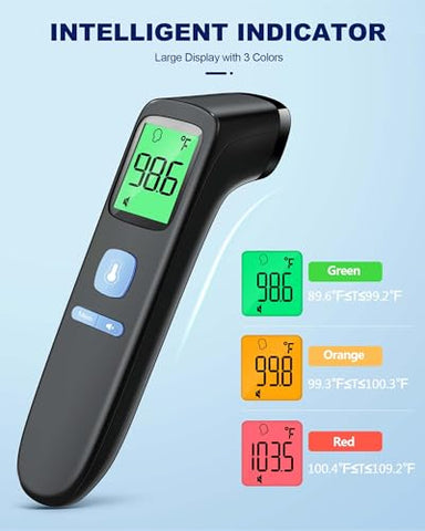 Termômetro de Testa ANMEATE sem Contato para Adultos, Termômetro Digital Infravermelho para Crianças, Termômetro sem Toque para Bebês, Leitura Precisa com Display Grande, Modo Silencioso, Memória