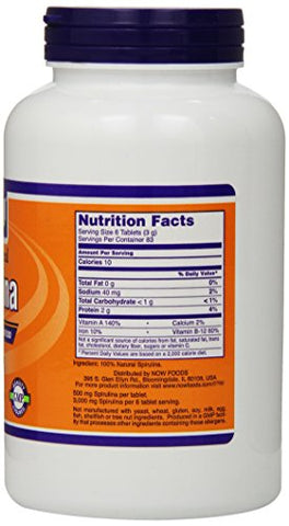 NOW Foods - NOW Spirulina 500 mg – 500 Comprimidos | Energia Natural e Nutrição | Marca NOW