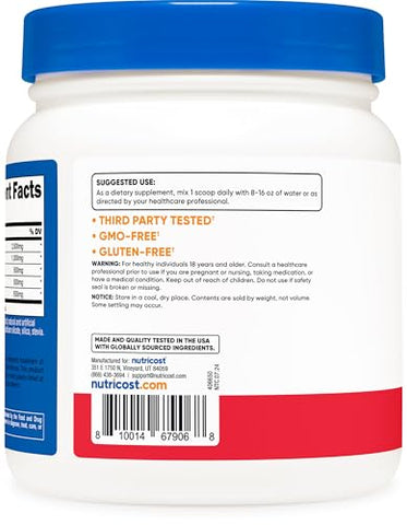 L-Arginine Complex (Sabor Frutas Vermelhas, 60 Porções) – Sem Glúten, Não-OGM | Complexo de L-Arginina Nutricost (60 Porções) - Nutricost