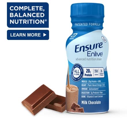 Abbott - Ensure Enlive Shakes Nutrição Terapêutica Avançada, Chocolate, Garrafas de 240ml, Caixa com 24