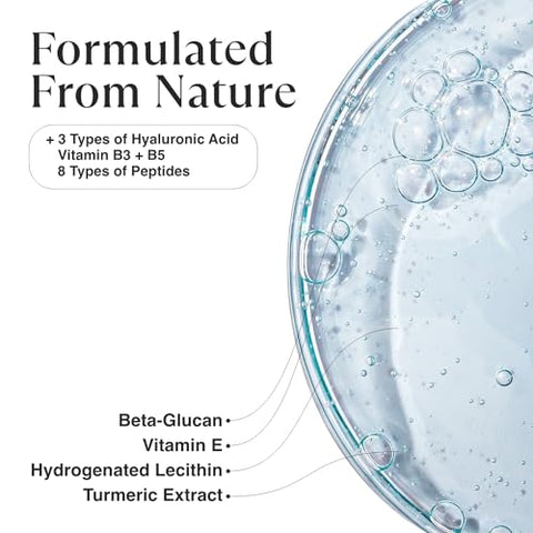 Serum de Ácido Hialurônico Puro Triplo Coreano para o Rosto 2%% Niacinamida B3 Vitamina B5 8 Peptídeos para Firmeza Profunda, Rugas Preenchidas, Hidratação Radiante, Anti-Envelhecimento Acido - MATKAS