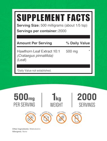 com Extrato de Folha de Espinheiro – Pó de Folha de Espinheiro, Suplemento de Folha de Espinheiro – Pó de Espinheiro, Herbal, Vegano - BulkSupplements