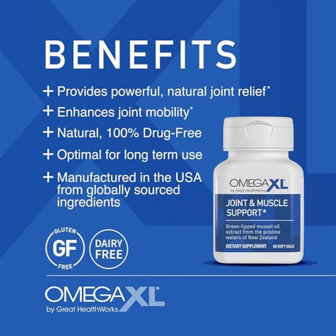 Generic - Omega XL – Suporte Articular Natural, Óleo de Mexilhão de Lábios Verdes, Cápsulas Soft Gel, Livre de Medicamentos, 120 Unidades