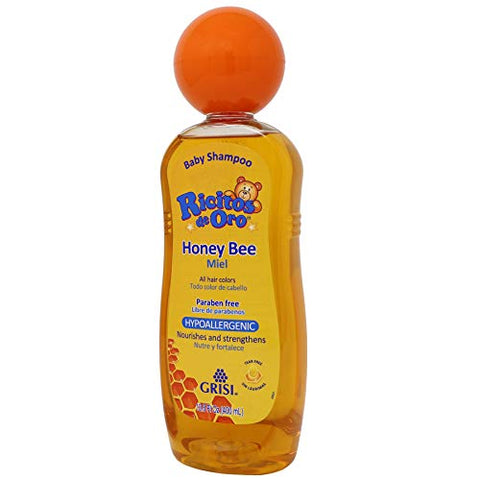 Shampoo de Limpeza para Bebê Ricitos de Oro Honey Bee com Mel e Sem Parabenos – Hipoalergênico – 3 Unidades de 250ml Cada