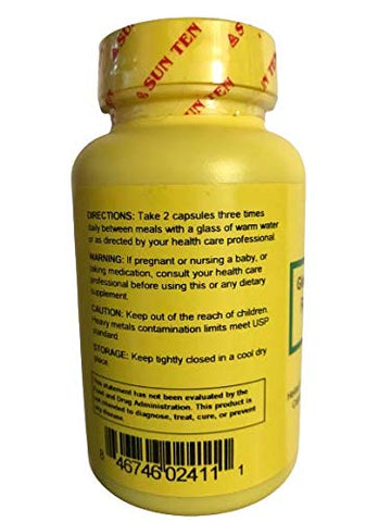 Cápsulas de Fórmula de Ginseng e Mentha (Ren Shen Bai Du San) – 60 cápsulas – 500mg – Marca Sun Ten - Sun Ten