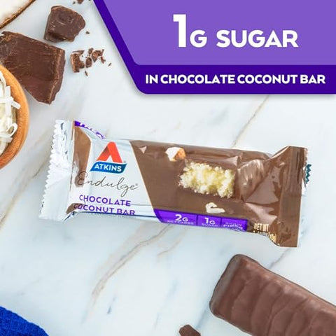 VEMAX - Barra de Chocolate e Coco Endulge, Sobremesa Favorita, Rico em Fibras, 1g Açúcar, 10 unidades