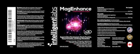Suplemento de Magnésio MagEnhance Magtein® Complexo de Magnésio com Magnésio L-Treonato, Glicinato de Magnésio e Taurato por Intelligent Labs, 90 Cápsulas