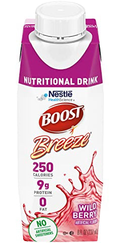 BOOST - Boost Breeze Bebida Nutricional Wildberry, 8 fl oz (Pack com 12) – Marca Boost