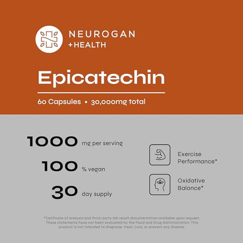 Neurogan - Cápsulas de Epicatequina Potente 500mg, 1000mg/porção – Suporte Avançado para Aumento de Óxido Nítrico e Desenvolvimento Muscular – Marca: [Nome da Marca]