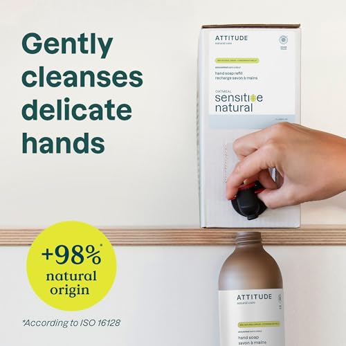 Sabonete Líquido ATTITUDE para Pele Sensível, Verificado pelo EWG, Enriquecido com Aveia, Testado Dermatologicamente, Vegano, Sem Fragrância, Recarga Econômica, 2000 ml
