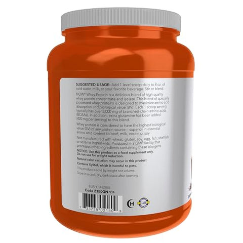 Sports Nutrition Whey Protein 24g BCAAs Chocolate Cremoso 2 Libras - NOW Foods