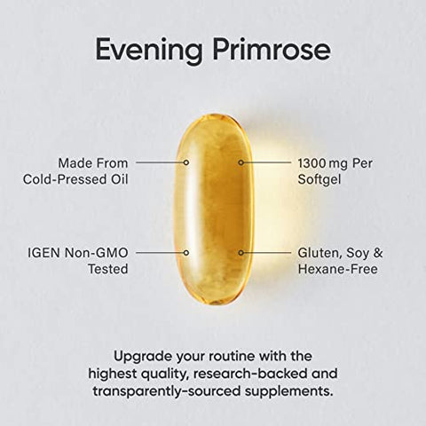 Óleo de Prímula Noturna Sports Research – Cápsulas para Saúde Feminina – 100% Prensado a Frio – 60 Softgels