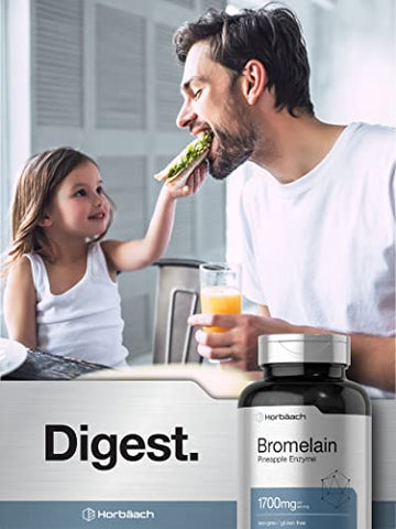 Bromelain 1700 mg | 120 Cápsulas | Suporte à Saúde Digestiva | Suplemento Enzimático de Abacaxi | Sem OGM, Sem Glúten - Horbäach
