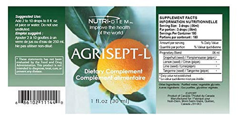 Nutri-Diem Inc. - Agrisept – L Antioxidante 30ml (1 oz) 5 Frascos | Potente Antioxidante | Aumenta a Visibilidade | Marca Agrisept