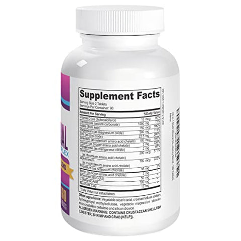 Elevate Recovery Supplements - Complexo Multimineral de 3 Meses Sem Ferro (Fórmula All-in-1) – Minerais Traços – Suplementos Minerais – Alta Potência Multiminerais – 180 Comprimidos