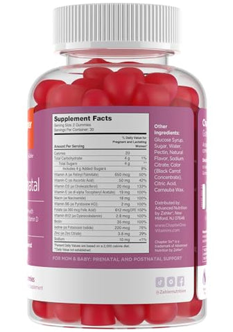 Gomas Pré-Natais para Mulheres – Sabor Uva – Vitaminas Pré-Natais para Mulheres com Ácido Fólico – Vegetarianas - Zahler