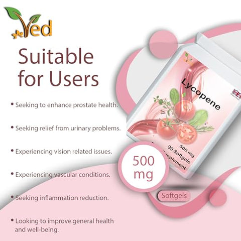 Lycopene 500 mg | 90 softgel, 6 Meses de Fornecimento (Pacote com 2) | Alta Concentração de Licopeno | Saúde e Bem-Estar - Ved