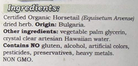 Extrato Líquido de Cavalinha Sem Álcool, Cavalinha Orgânica (Equisetum arvense) Erva Seca Glicerina Hawaii Pharm Suplemento Herbal Natural 120 ml