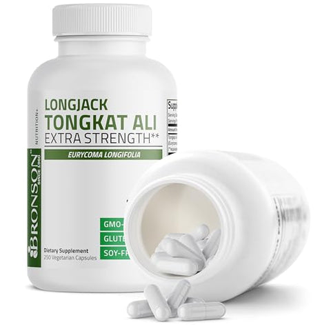 Longjack Tongkat Ali Extra Strength – 250 Cápsulas Vegetarianas | Potência Extra | Marca Bronson - Bronson