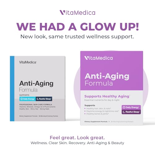Fórmula Anti-Aging 4 em 1 | Saúde e Beleza | Suplemento para Mulheres e Homens | Cabelos, Pele e Unhas Saudáveis | Energia Natural - VitaMedica