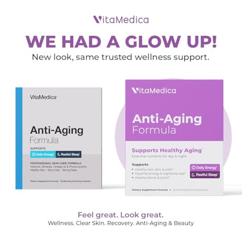 Fórmula Anti-Aging 4 em 1 | Saúde e Beleza | Suplemento para Mulheres e Homens | Cabelos, Pele e Unhas Saudáveis | Energia Natural - VitaMedica