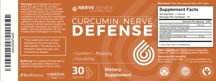 Defesa Nervosa com Curcumina Meriva para Nutrição e Conforto Completo dos Nervos – Curcumina Otimizada com Extrato de Pimenta Preta – 30 Cápsulas - NERVE RENEW