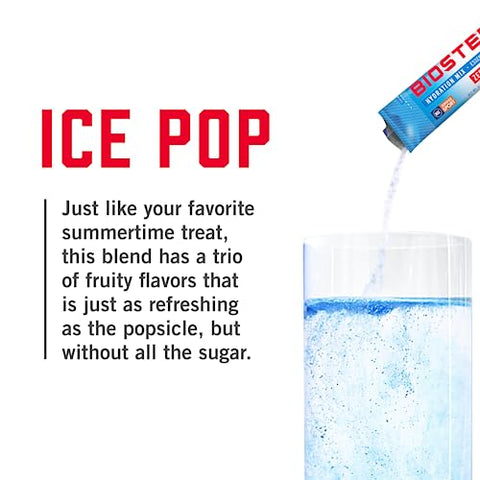 BIOSTEEL - BioSteel Hydration Mix Ice Pop – 24 Pacotes Individuais, Sem Açúcar, com Eletrólitos Essenciais – Marca BioSteel