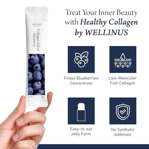 WELLINUS - Collagen Jelly Stick Snack Multi-Pack 75 Sticks – Pomegranate, Mango, Blueberry – Pele, Cabelo, Unhas, Imunidade e Articulações – Marca: [Nome da Marca]