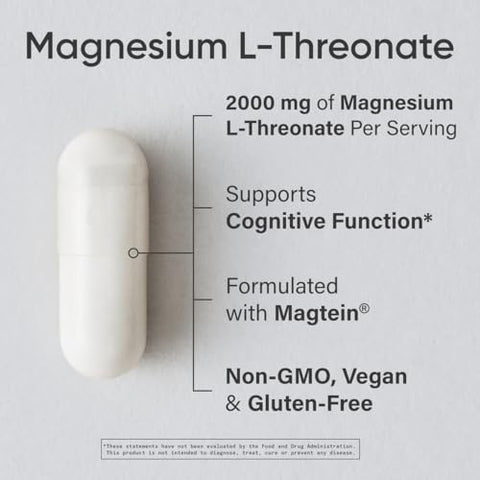 Magtein Magnésio L-Treonato Cápsulas – Suplemento de Magnésio para Memória e Concentração - Sports Research