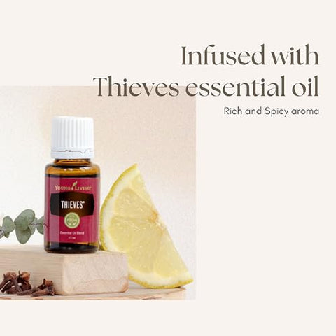 Young Living - Pastilhas de Thieves Hard da Young Living – Infundidas com a Mistura de Óleo Essencial Thieves – Sem Açúcar – Marca