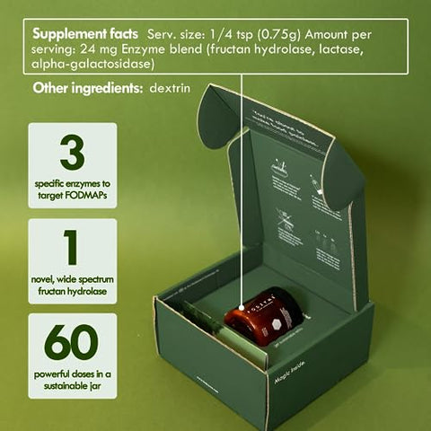 Kit Doméstico 60 Doses – Alívio Eficaz de Inchaço, Gases, Prisão de Ventre, Diarreia, Dor Abdominal – Enzimas Digestivas para Cebola, Alho, Pão, Feijão, Leguminosas, Laticínios - FODZYME