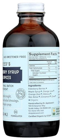 Dr. Appleseed's - Dr. Appleseed’s Xarope de Sabugueiro Orgânico Máxima Potência 28.000mg Crianças Adultos Imunidade Diária Suplemento Vegan Puro 48 Dias – 240ml
