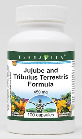 Terravita - Fórmula de Jujuba e Tribulus Terrestris – 450 mg (100 Cápsulas) – 3 Pacotes