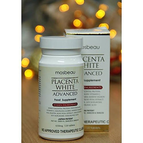 Mosbeau - Placenta White Advanced – Suplemento Japonês 2015 Patenteado para Clareamento da Pele – 120 Comprimidos