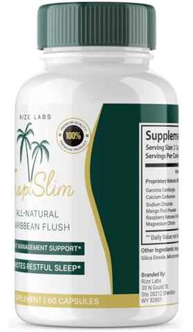 rize labs - (Tropical) Tropislim Oficial, Tropislim Flush Natural do Caribe, Suplemento para Perda de Peso, Cápsulas Tropislim para Mulheres, Estilo de Vida Saudável Corpo Mais Magro, Avaliações Tropicais