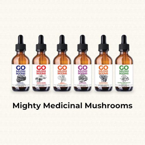 GO Mushrooms - Tintura de REISHI – Suplemento de Corpo Frutífero de Cogumelo Extraído em Dual para Apoiar o Descanso
