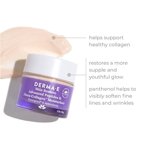 Derma E - DERMA-E Creme Facial de Colágeno e Peptídeos Avançados – Hidratante Dupla Ação com Complexo de Peptídeos – Creme Intensivo Dia e Noite para Mulheres – Colágeno Natural – 50g