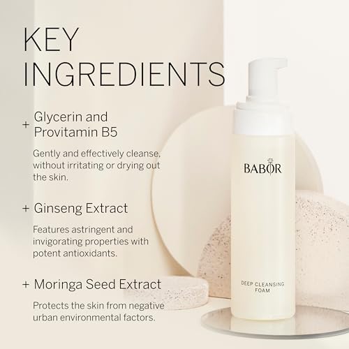 Espuma de Limpeza Profunda, Limpador Facial Suave Remove Impurezas e Equilibra a Hidratação, Hidratante com Glicerina, Deixa a Pele Macia - BABOR