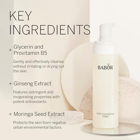 Espuma de Limpeza Profunda, Limpador Facial Suave Remove Impurezas e Equilibra a Hidratação, Hidratante com Glicerina, Deixa a Pele Macia - BABOR