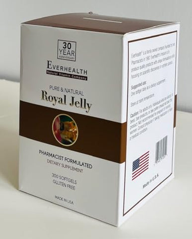 Geléia Real Vital 1000mg (300 Cápsulas) Suplemento Dietético Autêntico de Qualidade Pura e Genuína Há Mais de 30 Anos - EVERHEALTH