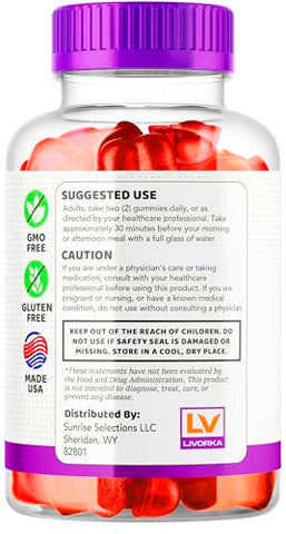 LIVORKA - Rapid Ripped Keto ACV Gummies – Gummies de Vinagre de Maçã e Cetose para um Mês – 60 Gummies