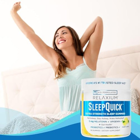 Sleep Quick Gummy – Suporte para Dormir, 5 mg Melatonina, Vitamina D-3, Prebiótico - Relaxium