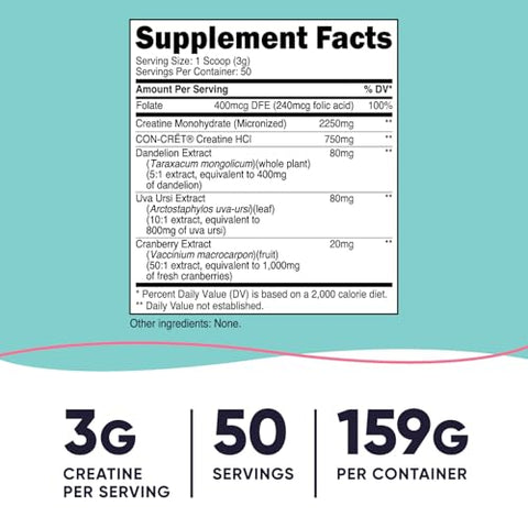 Creatine Monohydrate Powder for Women – Micronized, Unflavored – 50 Servings – Vegetarian, Non-GMO, Gluten Free – 100% Pura – 250g - Nutricost