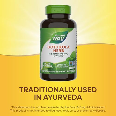 Nature's Way - Nature’s Way Gotu Kola – 950 mg por porção de 2 cápsulas – Suporta Vitalidade – 2021