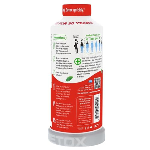QCarbo32 Bebida Detox Premium de 32 ml, Sabor Tropical – Marca Herbal Clean - Herbal Clean