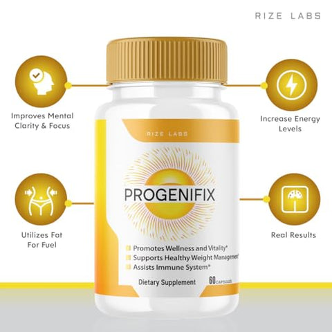 rize labs - (2 Pacotes) Progenifix – Suplemento para Perda de Peso, Cápsulas para Bem-Estar Total, Estilo de Vida Saudável para uma Vida Mais Feliz, Avaliações Progenifix (120 Cápsulas)