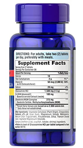 Puritan's Pride - Puritan’s Pride – Joint Soother® Triplo Forte com Glucosamina, Boswellia e Vitamina D – 60 Cápsulas