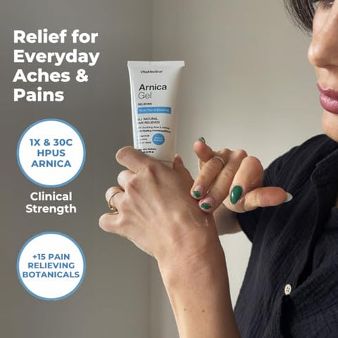 VitaMedica - Gel de Arnica VitaMedica Plus 15 Compostos de Plantas Cicatrizantes, Fórmula Extra Forte para Hematomas, Inchaço, Dor nas Articulações, Dor Muscular –